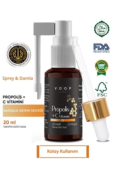 VOOP Propolis C Vitamini Sprey-damla - 20 ml | Bağışklık Sistemi Güçlendirici