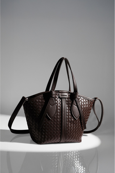 Rimense Γυναικεία τσάντα χεριού και ώμου με φερμουάρ, καφέ πικρό καφέ