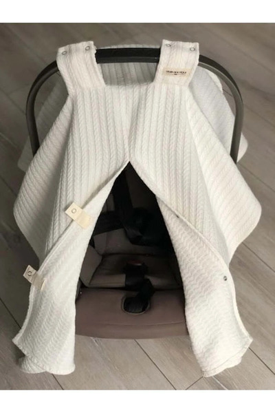 DERİN BOUTİQUES Krem Örgü Pike Puset Örtüsü