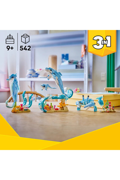 LEGO Creator 3'ü 1 Arada Deniz Hayvanları: Güzel Yunuslar 31385 – 9+ için Oyuncak Yapım Seti (542P)