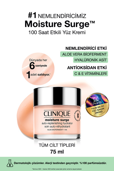 Clinique Moisture Surge™ 100 Saat Etkili Nemlendirici Yüz Kremi 75ml | Aloe V...
