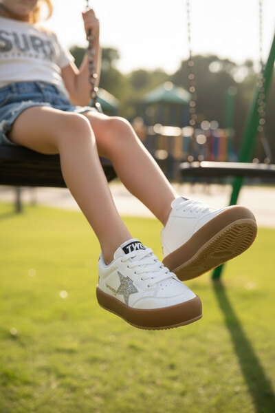 SOHO Бели-златни детски унисекс маратонки 20837