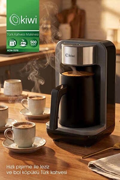 Kiwi Kcm-7570 Siyah Otomatik Türk Kahve Makinesi Bol Köpüklü