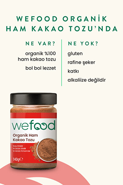 Wefood Organik Ham Kakao Tozu 140 gr.