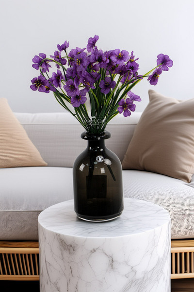 Yapay Çiçek Deposu باقة زهور اصطناعية مكونة من 18 زهرة سيينا مقاس 30 سم باللو...