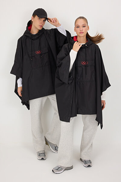 Trendyol Collection Pelernă de ploaie unisex Black Olympic cu imprimeu TWOAW2...