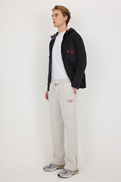 Trendyol Collection Graue, mit olympischem Logo bedruckte, gestrickte Herren-...