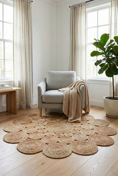 Koza Halı Natura El Dokuma Jüt Bohem Tarz Otantik Salon Oturma Odası Koridor ...