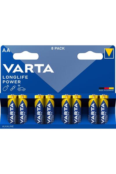 Varta Longlife Power AA  Alkalin Kalem Pil, LR6, 1,5V, 8'li Paket