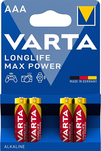 Varta Longlife Max Power Alkalin AAA İnce Kalem Pil 4'Lü Paket
