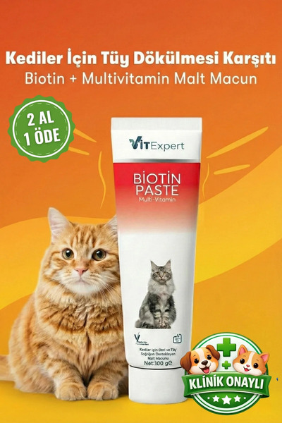 Vitexpert Kediler Için Biotin Paste Tüy Dökülme Engelleyici Döküm Önleyici Tü...