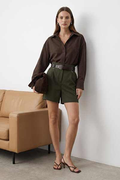 Trendyol Collection Khaki Gürtelschorts für Stadtjungen & Bermuda TWOAW26SR00015
