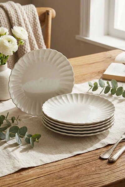 Kütahya Porselen طبق كيك لوز 6 قطع مقاس 21 سم