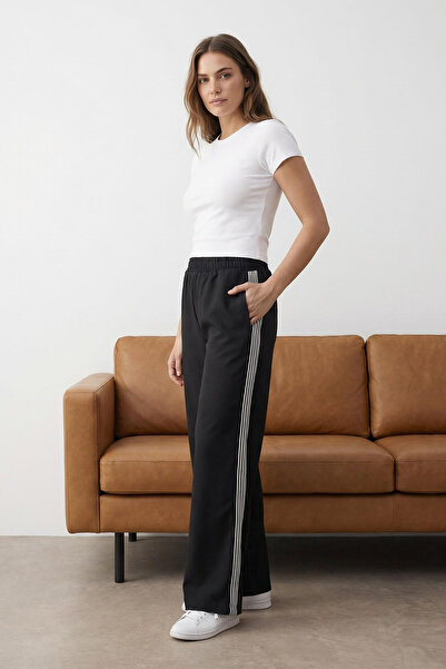 Trendyol Collection Pantaloni din material textil cu picior lat, cu detaliu n...