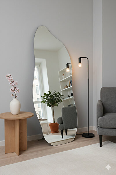 Ersan Dizayn Çerçevesiz Asimetrik Ayaklı Boy Aynası Aura