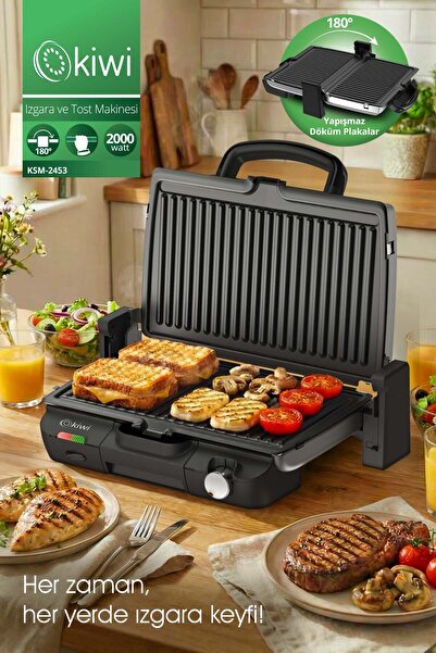 Kiwi Ksm-2453 هيكل من الفولاذ المقاوم للصدأ، شواية وشواية محمصة قابلة للإزالة...