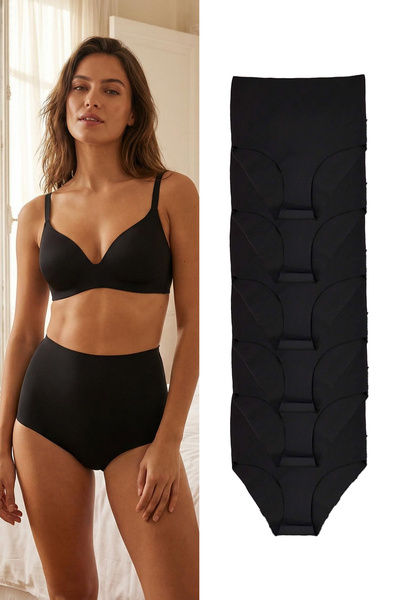 Trendyol Collection Schwarze 6-teilige Micro Seamless/Traceless Laser Cut Hig...