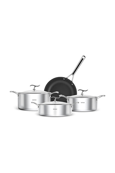 Karaca Plasma Steel 316+ 3Ply Fireproof Non-Stick Steel 7 Piece Cookware Set