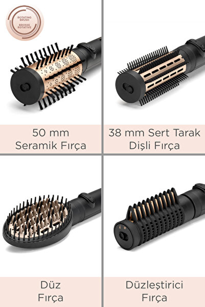 BABYLİSS Big Hair Luxe 4 Başlıklı İyon Etkili Döner Başlıklı Hava Üflemeli Saç Şekillendirici Set AS970E