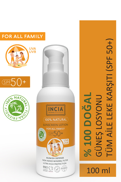 Incia %100 Doğal ve Organik Tamanu Yağlı Güneş Losyonu Mineral Filtreli Tüm A...