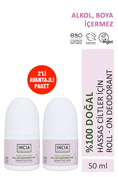 Incia %100 Doğal Roll On Deodorant Hassas Ciltler Için 2'li Ter Kokusu Önleyi...