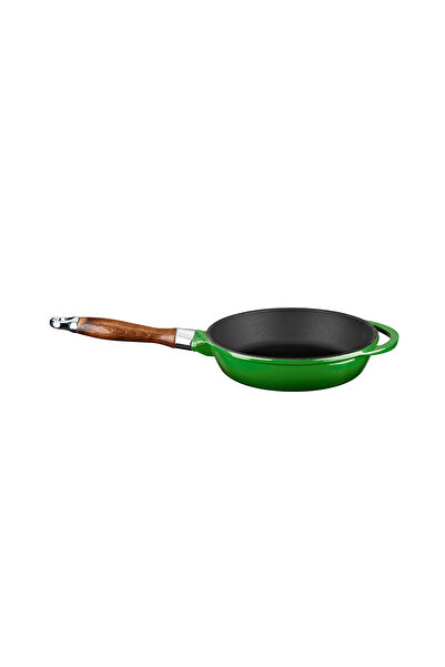 Lava Cast Round Frying Pan Cast Iron Detach - Plug in Wooden Handle Diameter(...