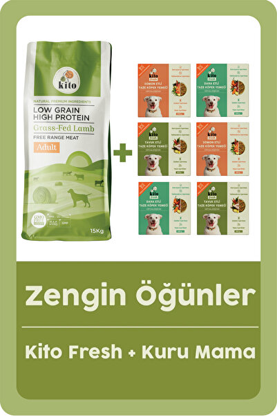 kito Doğal Besi Kuzu Etli Yetişkin Köpek Maması 15 Kg Ve Fresh Taze Köpek Yem...