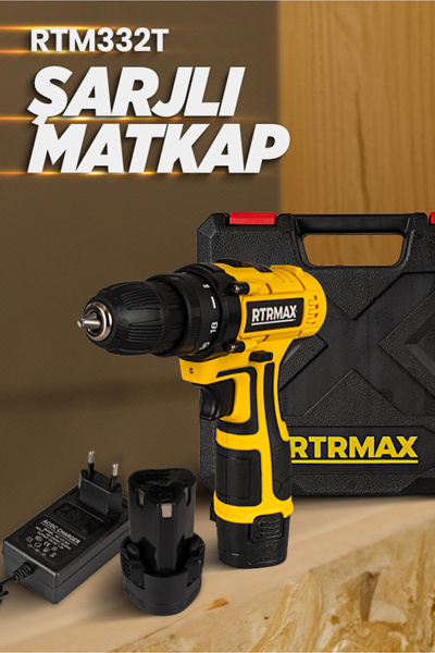 Rtrmax Akülü Vidalama ve Şarjlı Matkap 12V 1.3Ah Li-ion Tek Akülü PVC Çantalı...