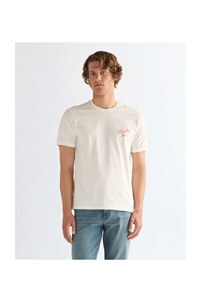 WRANGLER Tricou cu logo pentru bărbați, alb uzat