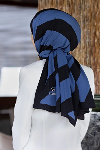 Vissona Дамски луксозен копринен шал Медина Индиго - черен
