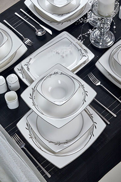 Taç Real Bone Olea Platin 60 Parça 12 Kişilik Yemek Takımı