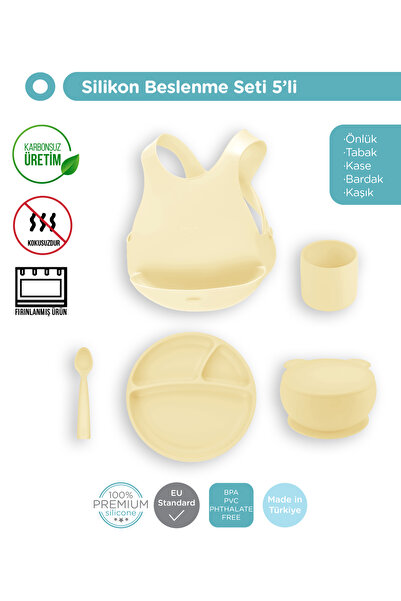 OiOi Mellow Yellow Beşli Set (önlük+tabak+kase+bardak+kaşık)