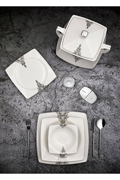 Taç Lace 60 Parça Porselen Yemek Takımı Platin