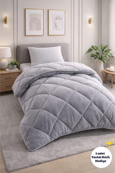 Formeya لحاف ويلسوفت فاخر فردي باللون الرمادي ذو وجهين 155×215 سم