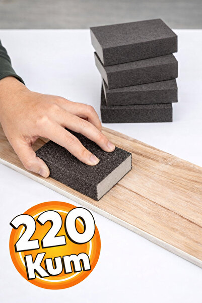 Badem10 Sünger Zımpara (220 KUM) Ahşap Mobilya Çelik Metal Tencere Tava Hobi ...