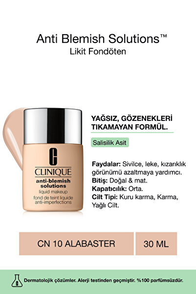 Clinique Anti Blemish Solutions™ Yağlı ve Eğilimli Ciltler İçin Likit Fondöte...