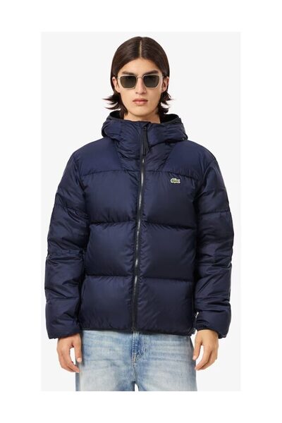 Lacoste Krátká voděodolná prošívaná bunda s kapucí