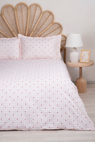 TRENDYOLMİLLA HOME Σετ Παπλωματοθήκης με σχέδια με καρδιές και γραμμές TPHSS2...