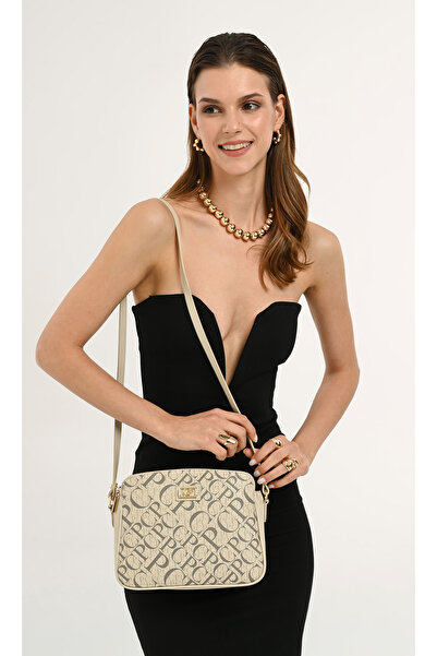 Pierre Cardin حقيبة كتف نسائية باللون البيج مونوغرام 05PO25Y2518