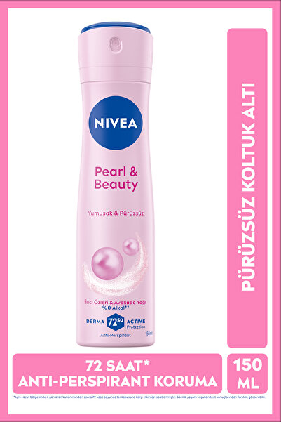 NIVEA Kadın Sprey Deodorant Pearl&Beauty 150ml, 72 Saat Anti Perspirant Korum...