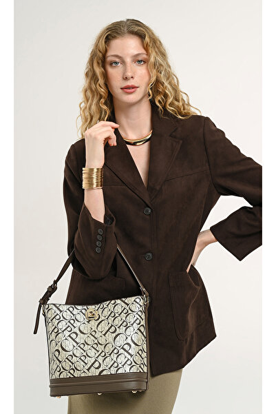 Pierre Cardin حقيبة كتف نسائية باللون الذهبي مونوغرام 05PO25Y2511