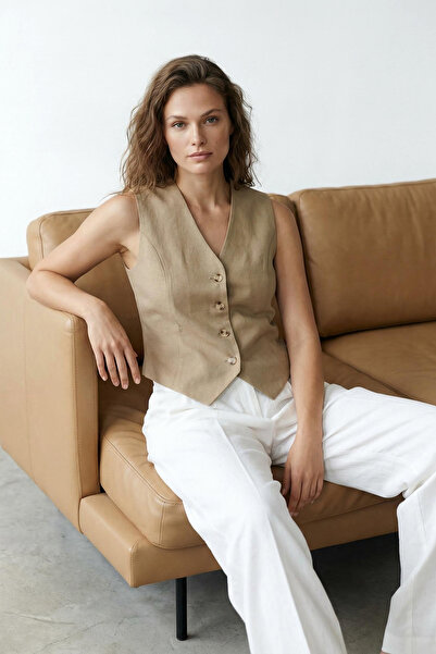 Trendyol Collection Vizon Premium Regular Kalıp Dokuma Yelek TWOSS24YE00017