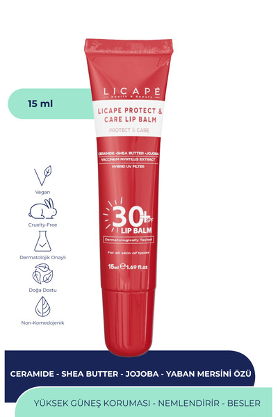 Licape SPF 30 Koruyucu ve Nemlendirici Dudak Balmı | Renksiz