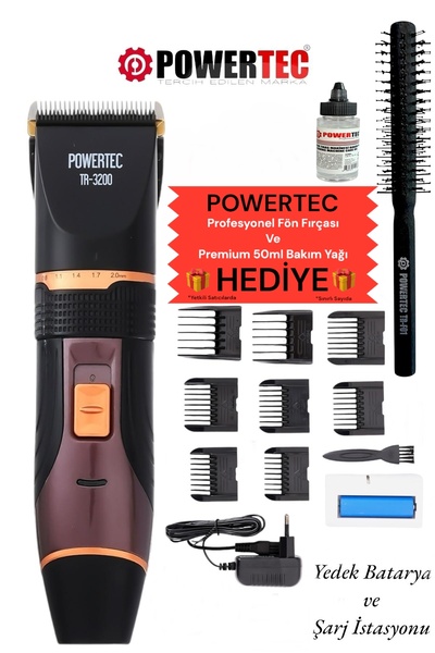 POWERTEC TR-3200 Profesyonel Şarjlı Saç Sakal Tıraş Makinesi