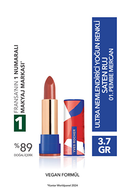 Yves Rocher Ultra Nemlendirici Yoğun Renkli Saten Ruj-01. Pembe Mercan-77613