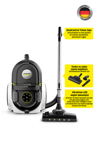 Karcher VCC 6 CycloneX DualControl B&W Toz torbasız Turbo ve LED Başlıklı Süpürge
