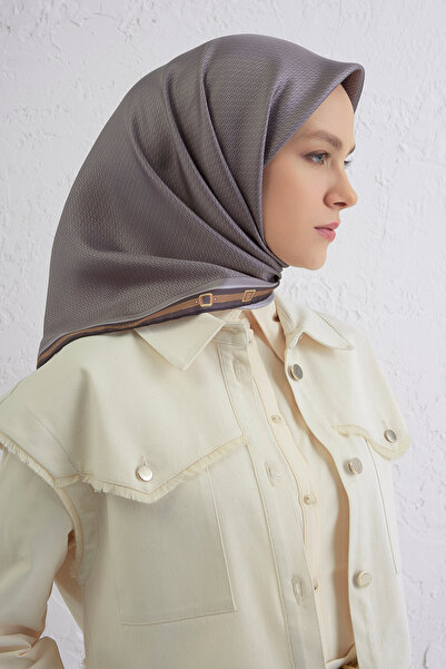 Armine Sura Saf İpek Eşarp 9401 - 36 Gri Karışık Desen