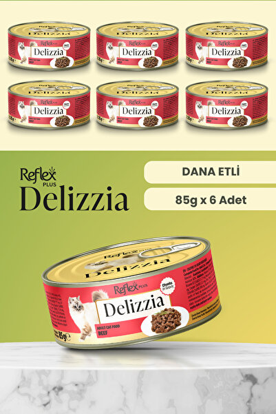 Reflex Plus Delizzia / Sos İçinde Parça Etli Dana Etli Yetişkin Kedi Maması 85g x 6 Adet
