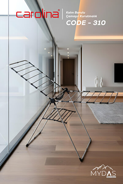 CAROLİNA Metal Kalın Borulu Çamaşır Kurutmalık 8mm 310 Gri