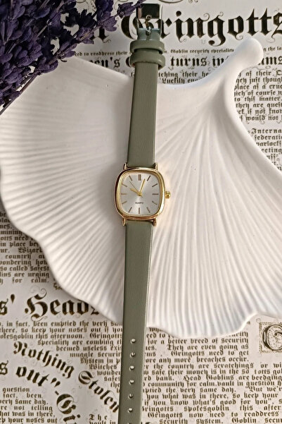 LA BOSS Minimal Retro Su Yeşili Deri Kordonlu Kadın Kol Saati